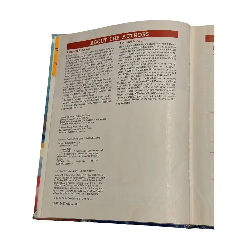 Automotive Mechanics 9th‎ Edition Crouse/Anglin VTG 1985 Performance Engine READ